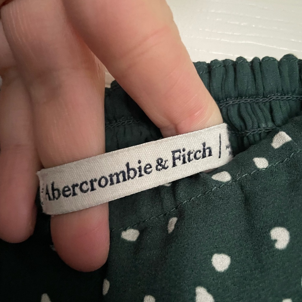 Abercrombie & Fitch Forest Green & White Speckled Terrazo Cropped Blouse size XL - Picture 3 of 12